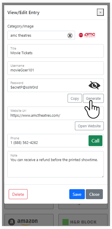 Password Lockdown - Vault Screenshot - Manage